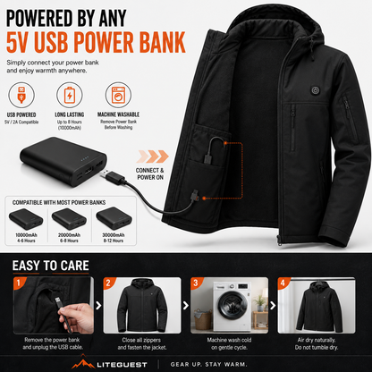 LITEGUEST 10-Zone Heated Softshell Jacket | USB Winter Jacket