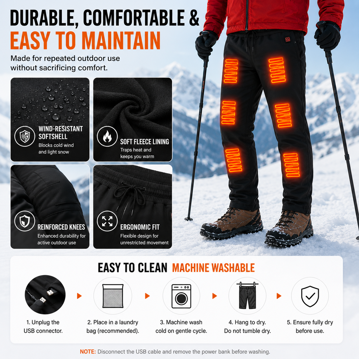 LITEGUEST 12-Zone Heated Pants | USB Heated Winter Pants