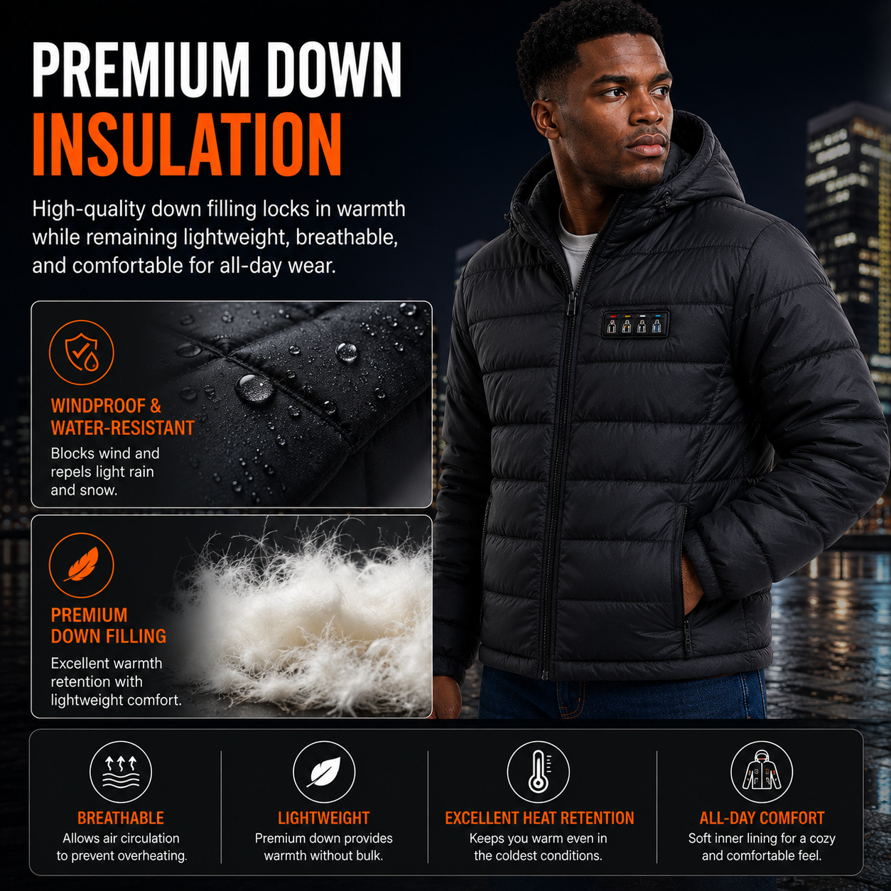 LITEGUEST 27-Zone Heated Down Jacket | 4 Independent Controls