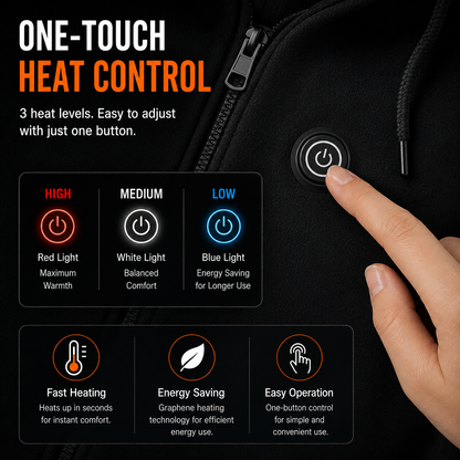 LITEGUEST 5-Zone Heated Zip-Up Hoodie | USB Heated Hoodie