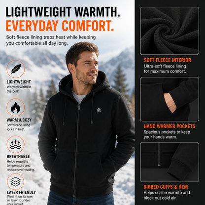 LITEGUEST 5-Zone Heated Zip-Up Hoodie | USB Heated Hoodie