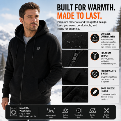 LITEGUEST 5-Zone Heated Zip-Up Hoodie | USB Heated Hoodie