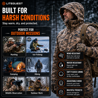 LITEGUEST 7-Zone Heated Hunting Jacket | USB Camo Jacket