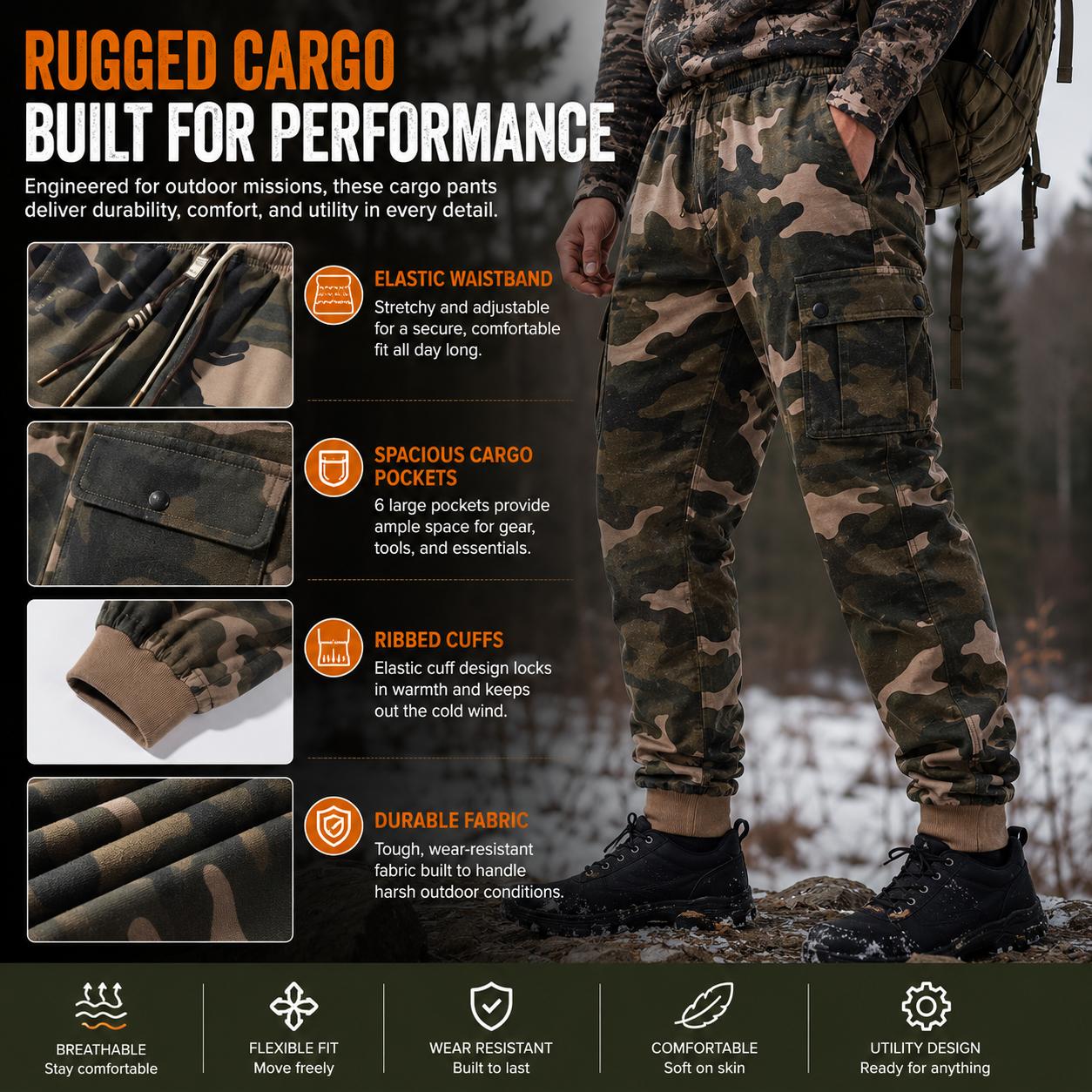 LITEGUEST 8-Zone Heated Hunting Cargo Pants | 3-Zone Heat Control