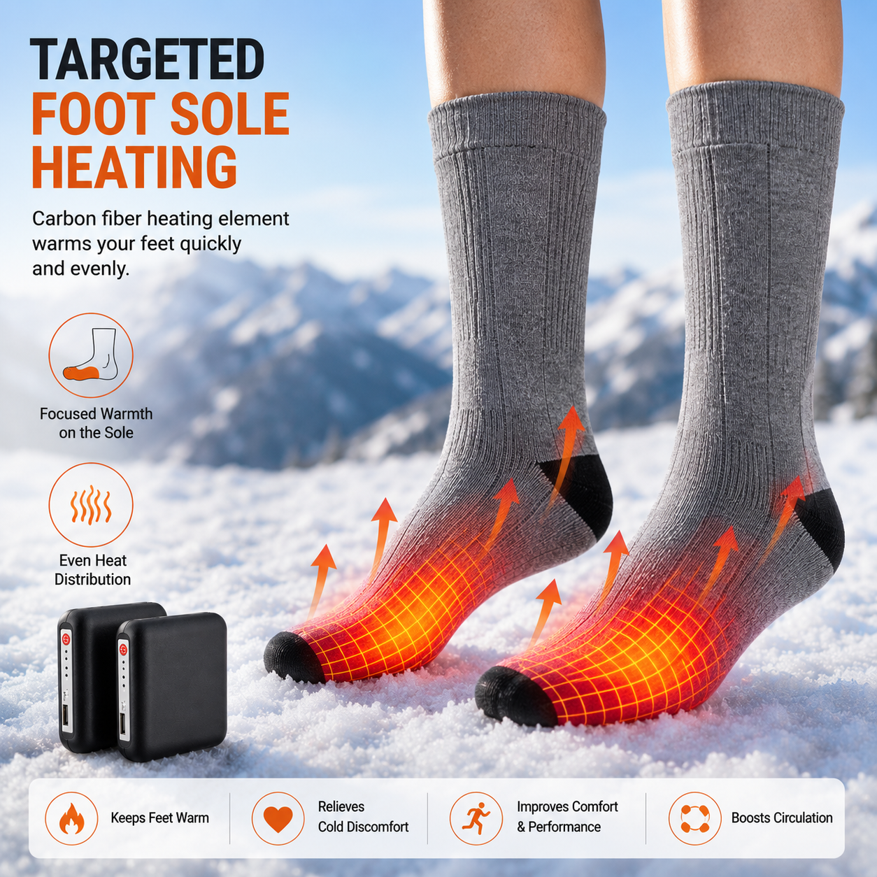 LITEGUEST USB Heated Mid-Calf Socks | Foot Sole Heating