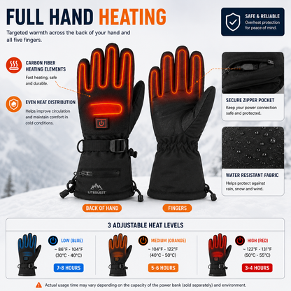 LITEGUEST USB Heated Gloves | Rechargeable Winter Heated Gloves