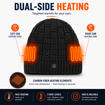 LITEGUEST USB Heated Beanie | Heated Winter Hat for Ear Warmth