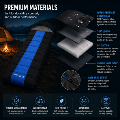 LITEGUEST USB Heated Single Sleeping Bag | Camping Sleeping Bag
