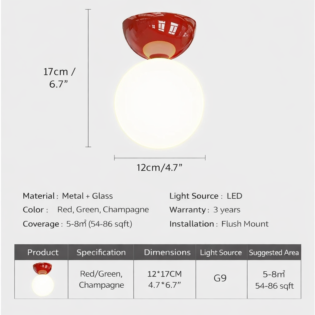 Bauhaus Dome Ceiling Light Cream Flush Mount Lamp for Hallway Balcony Entryway