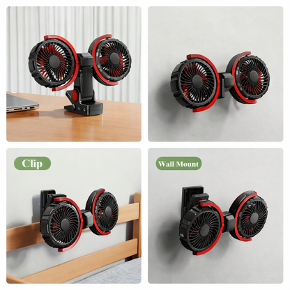 Cool Breeze | Portable Car Fan with Dual Heads & Rechargeable Battery | Adjustable Speed for Comfortable Travel