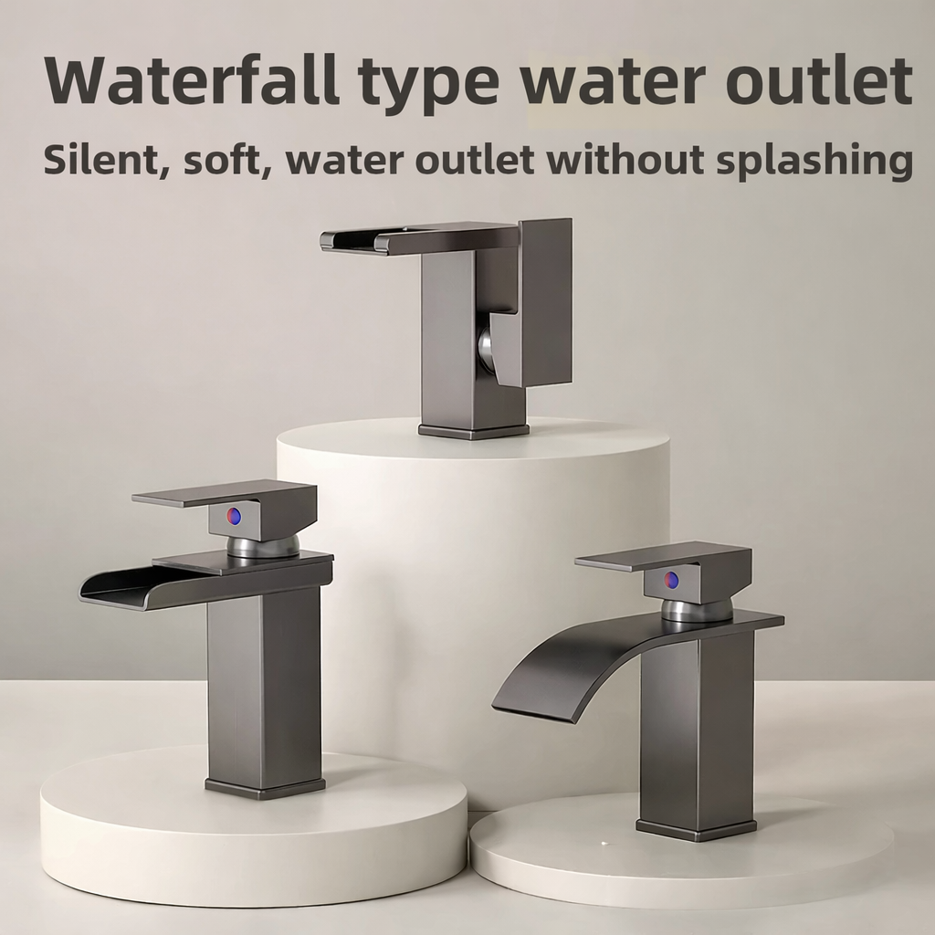 LED Bathroom Sink Faucet Hot Cold Tap Modern Brass Wash Basin Mixer Water Tap