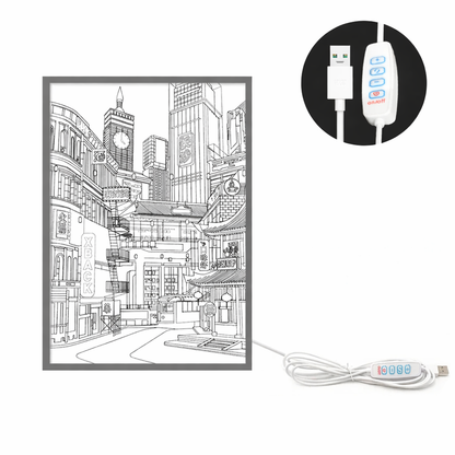 LED Cityscape Night View Light Painting USB Dimmable Wall Art Lamp Home Decor