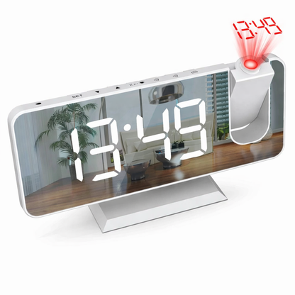 HD Projection Alarm Clock Large LED Display Digital Smart Radio Auto Dimming