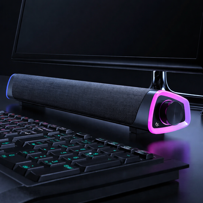 4D Computer Bluetooth Speaker Bar – Stereo Sound Subwoofer for PC, Laptop & Mac