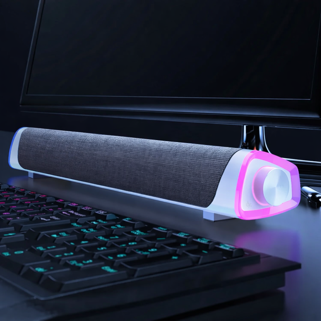4D Computer Bluetooth Speaker Bar – Stereo Sound Subwoofer for PC, Laptop & Mac