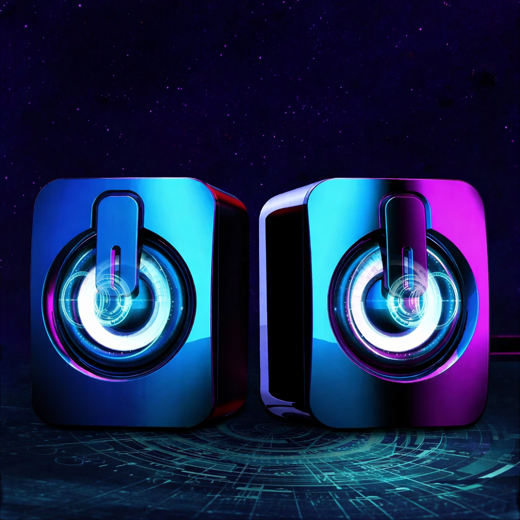 Computer Speaker Stereo Sound with Microphone – 3.5mm AUX PC Speaker for Home