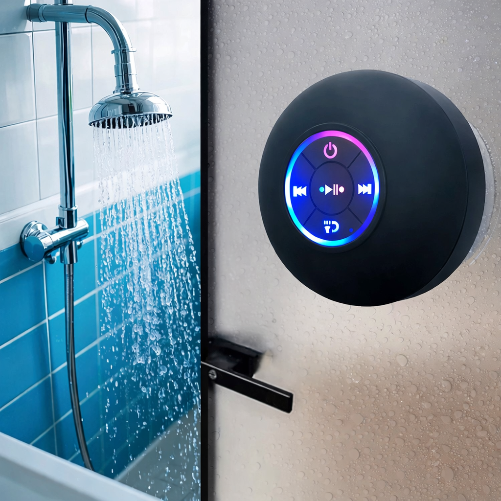 Portable Waterproof Bluetooth Speaker with LED Light Suction Cup Outdoor