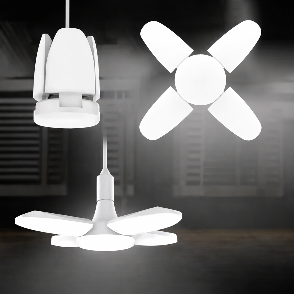 E27 Foldable LED Garage Light Fan Bulb 6500K Deformable Ceiling Lamp