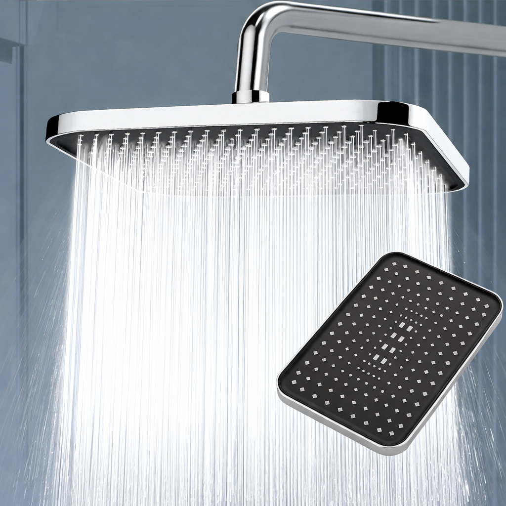 14" High Pressure Rain Shower Head Top Spray 360° Swivel Water Saving Flow