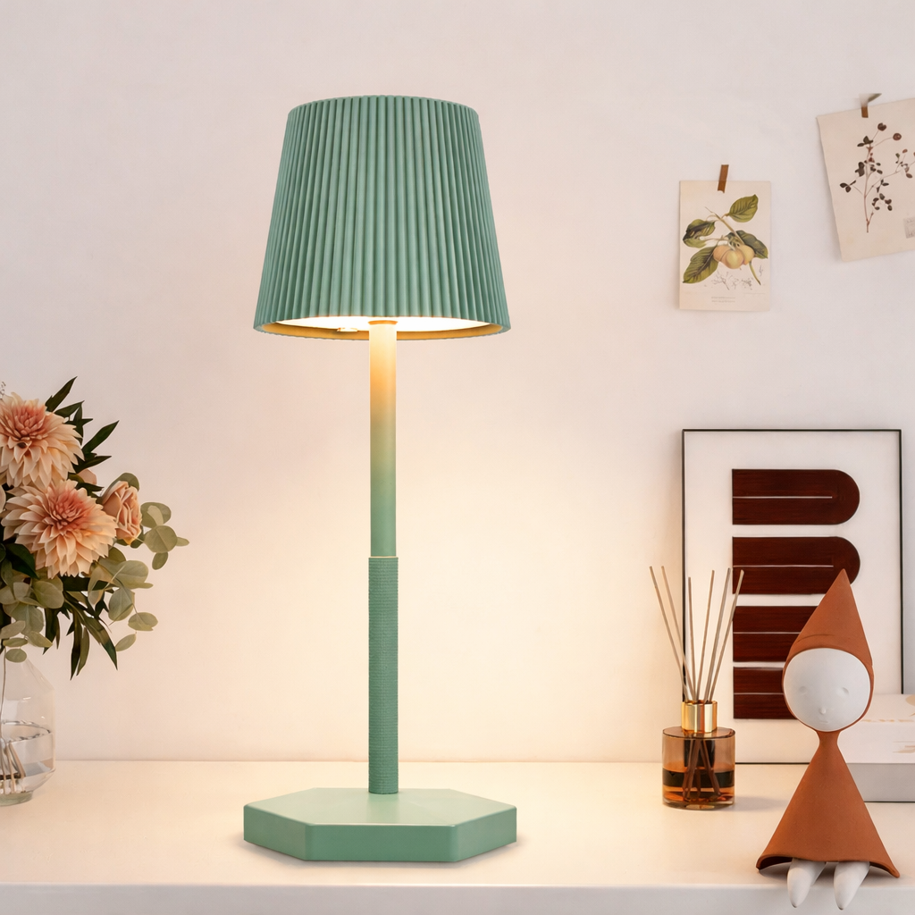 LumiGrid | Modern Stripe LED Table Lamp with Touch Dimming | Metal USB Desk Light for Decor