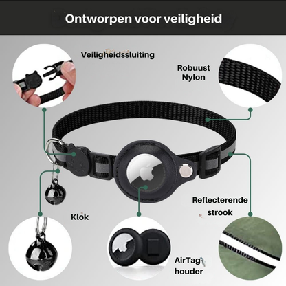 Reflective Cat Collar with GPS Tracker Holder Breakaway Safety Collar