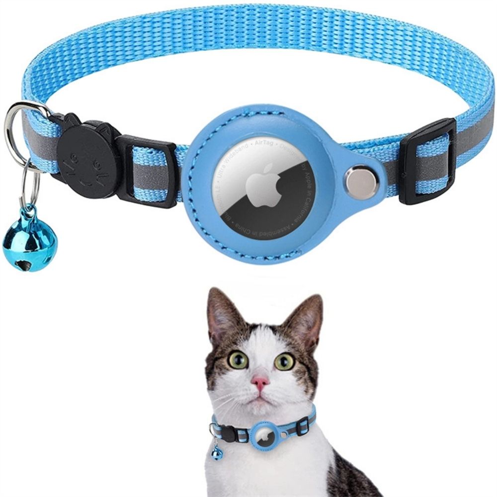 Collar reflectante para gatos con soporte para localizador GPS, collar de seguridad separable
