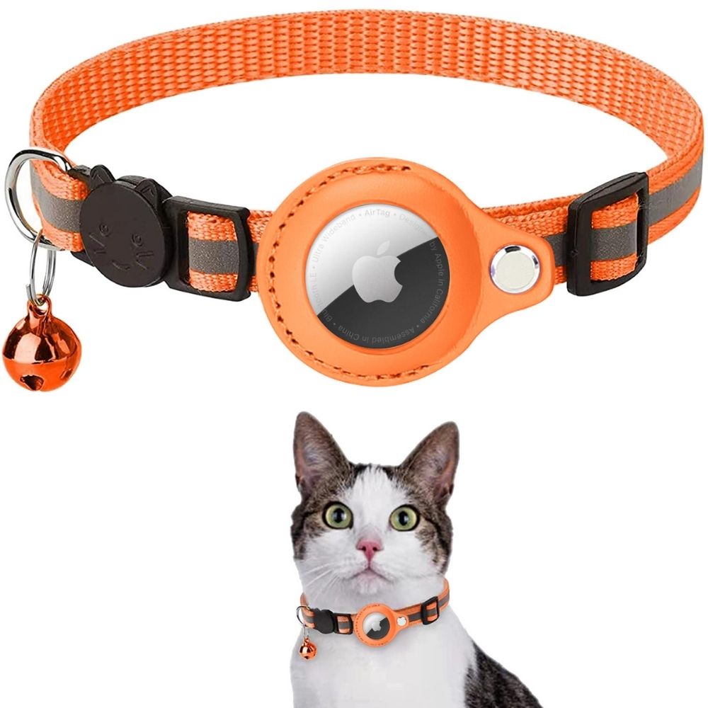 Reflective Cat Collar with GPS Tracker Holder Breakaway Safety Collar