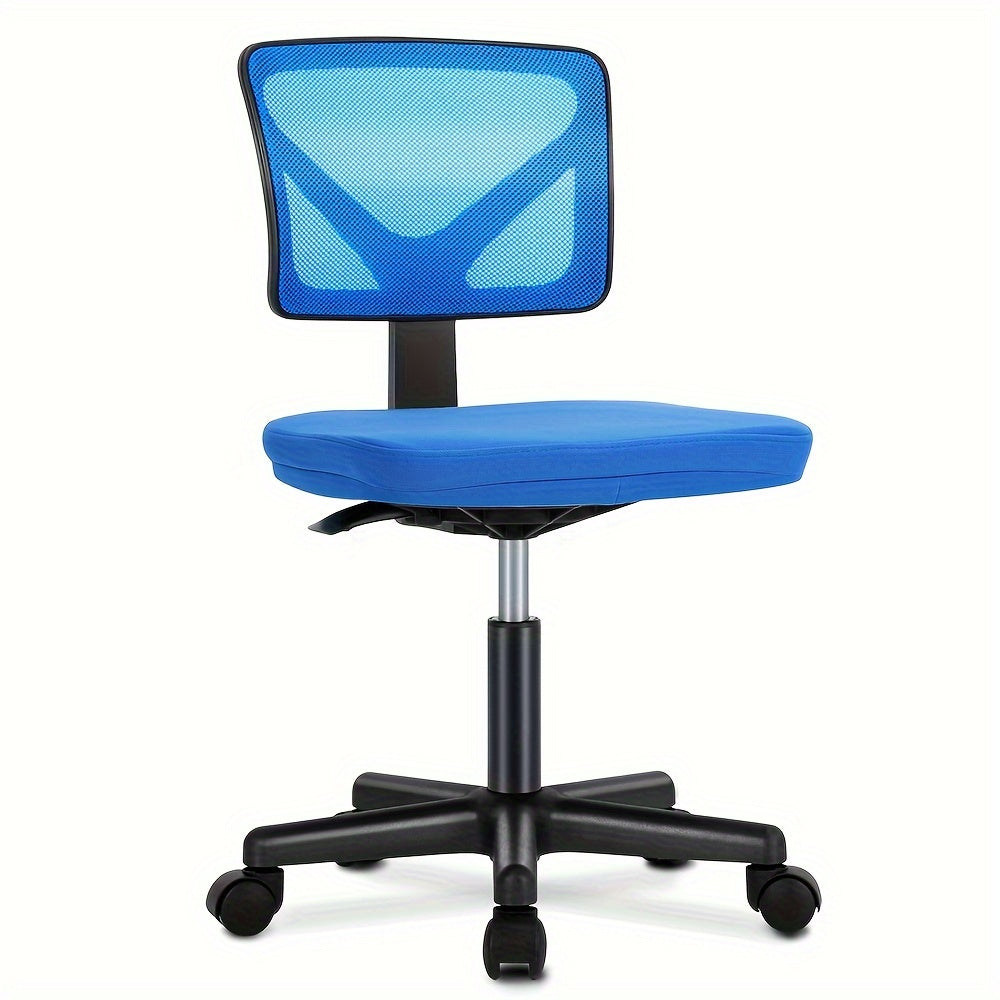 Silla ergonómica de oficina sin brazos, giratoria de malla con ruedas