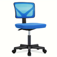 Silla ergonómica de oficina sin brazos, giratoria de malla con ruedas