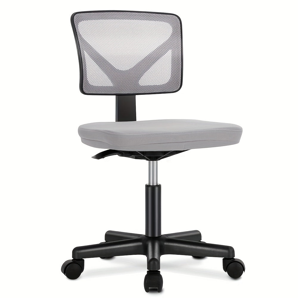 Silla ergonómica de oficina sin brazos, giratoria de malla con ruedas