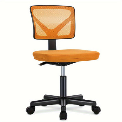 Silla ergonómica de oficina sin brazos, giratoria de malla con ruedas