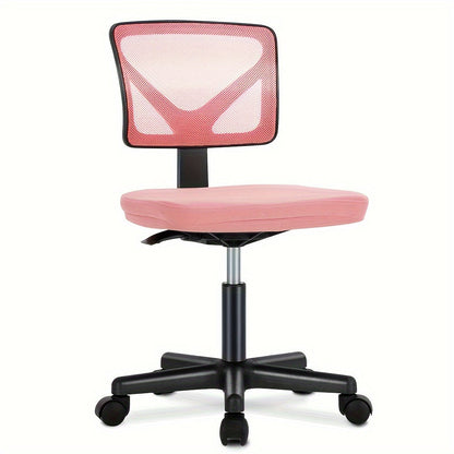Silla ergonómica de oficina sin brazos, giratoria de malla con ruedas