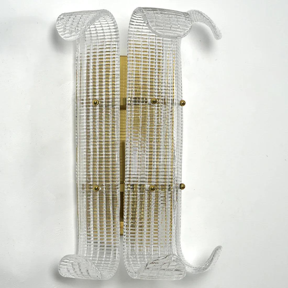 Curved Glass Drum Wall Lamp – Vintage Gold Black Grid Glass Sconce E12/E14