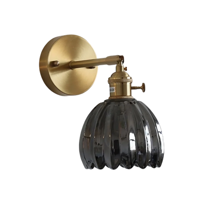 Aplique de Pared Clásico de 1 Luz con Pantalla de Cristal Tulipán de Latón Vintage