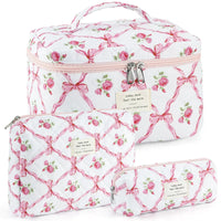 3PCS Quilted Cotton Make Up Bag