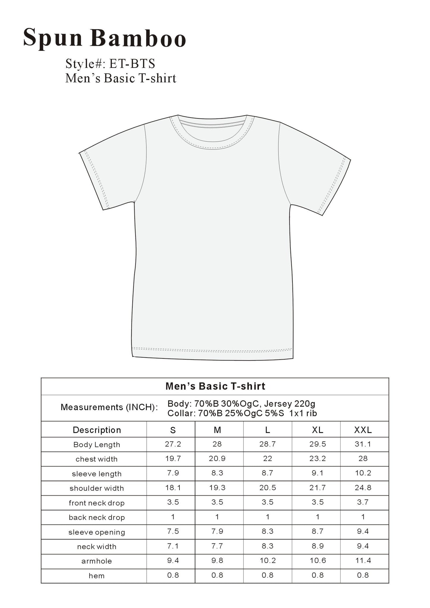 T-shirt à poche en viscose de bambou et coton biologique pour homme