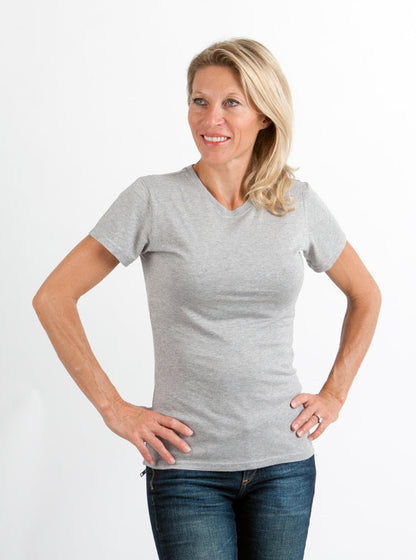 T-shirt à col rond et manches courtes en bambou/coton pour femme Spun Bamboo - Gris chiné