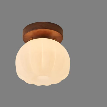 Pumpkin Flush Mount Ceiling Light Modern Round LED Ceiling Lamp