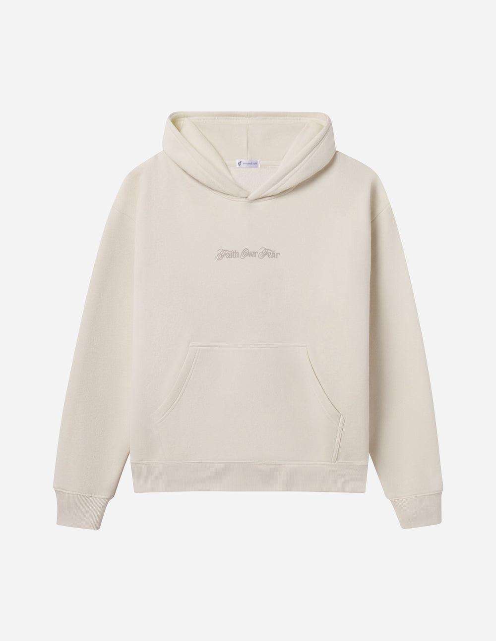 Sweat à capuche unisexe taupe "La foi plutôt que la peur"