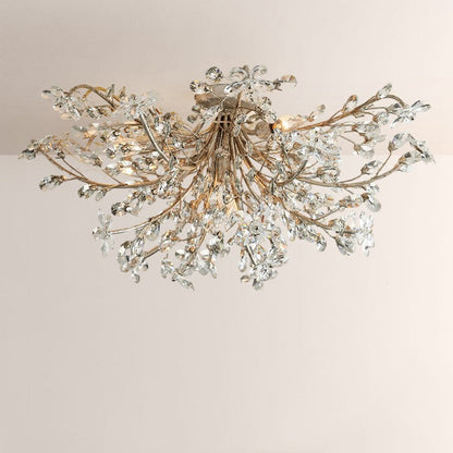 Crystal Floral Chandelier 28" 4-Light E12 Iron Ceiling Fixture