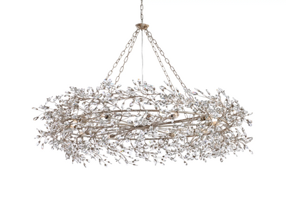 Large Crystal Floral Chandelier Iron Gold Leaf Ceiling Light