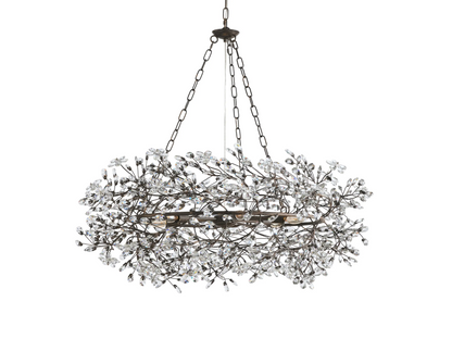 Large Crystal Floral Chandelier Iron Gold Leaf Ceiling Light