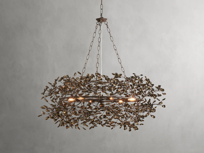 Large Crystal Floral Chandelier Iron Gold Leaf Ceiling Light