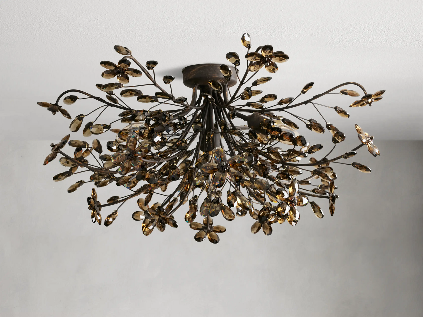 Crystal Floral Chandelier 28" 4-Light E12 Iron Ceiling Fixture