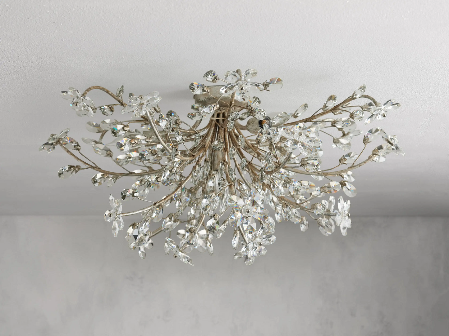 Crystal Floral Chandelier 28" 4-Light E12 Iron Ceiling Fixture