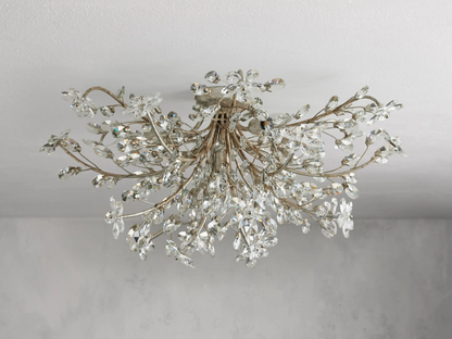 Crystal Floral Chandelier 28" 4-Light E12 Iron Ceiling Fixture
