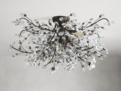 Crystal Floral Chandelier 28" 4-Light E12 Iron Ceiling Fixture