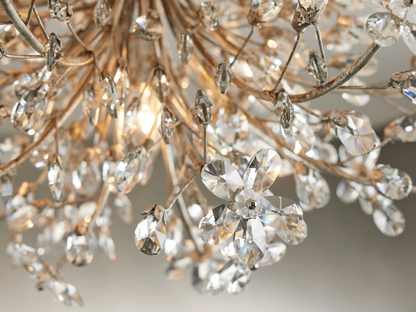 Crystal Floral Chandelier 28" 4-Light E12 Iron Ceiling Fixture