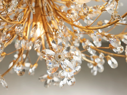 Crystal Floral Chandelier 28" 4-Light E12 Iron Ceiling Fixture