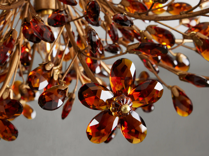 Crystal Floral Chandelier 28" 4-Light E12 Iron Ceiling Fixture